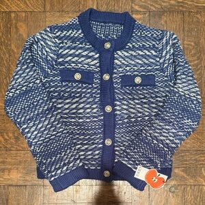 Cider Blue and White Cardigan Sweater Size Small New with Tags